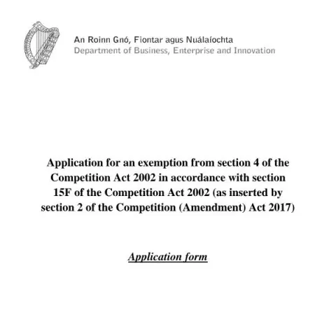 Document preview: Trade Union Exemption Application under Competition Act 2002 — Government & admin