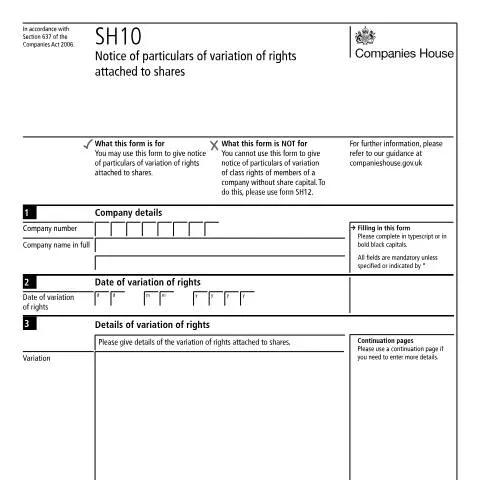 Document preview: Understanding SH10 Notice Requirements for Share Rights Changes — Government & admin