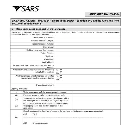 Document preview: Understanding the DA 185.4B14 Form for Businesses — Government & admin (CERFA n°DA 185.4B14)