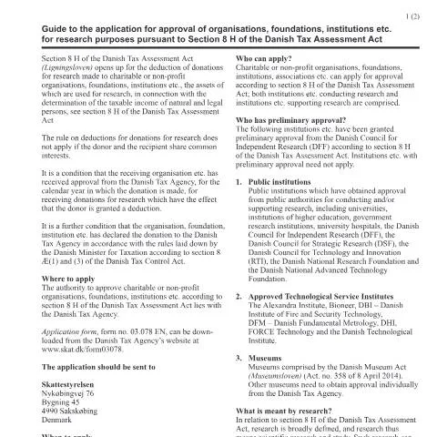 Document preview: Forstå godkendelse efter § 8 H i skattevurderingsloven — Skatter & skat (CERFA n°03.078)