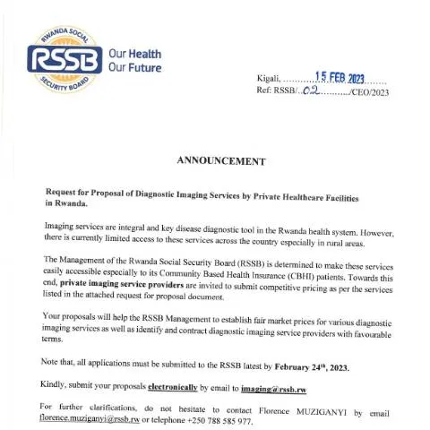 Document preview: Enhancing Diagnostic Imaging in Rwanda's Private Healthcare Sector — Government & admin (CERFA n°ANNOUNCEMENT_OK_1487f3ae10)