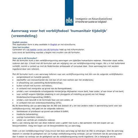 Documentvoorvertoning: Essentiële Informatie over de Humanitaire Tijdelijke — Immigratie & visa (CERFA n°7026)