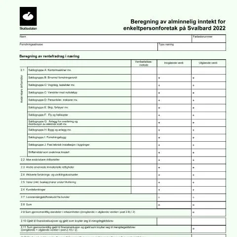 Document preview: Innledning til RF-1341 for Svalbard — Skatt & avgifter (CERFA n°RF-1341)