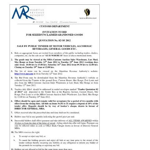 Document preview: Understanding the Notice of Sale - Q 02 of 2012 — Government & admin (CERFA n°NoticeQ02of2012)
