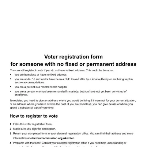 Document preview: How to Register to Vote When You Have No Fixed Address — Government & admin (ITR-N-W)