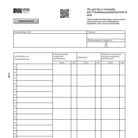 Document preview: Yhteisön käyttöomaisuuskiinteistöjen ilmoittaminen Suomessa — Verot & verotus (CERFA n°Vero 3021)