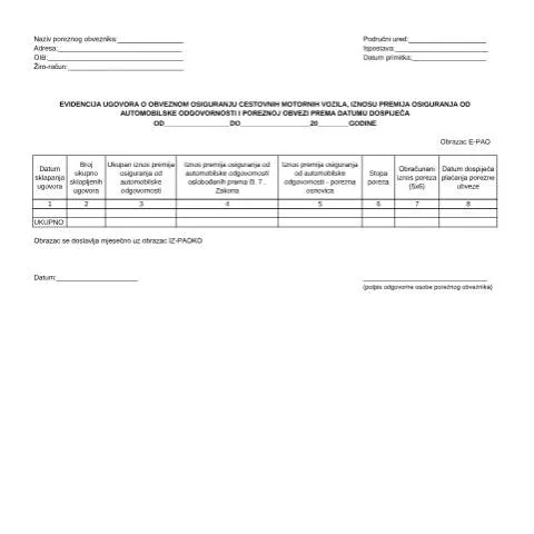 Document preview: Obrazac E-PAO i njegova uloga u poreznom sustavu — Porezi i fiskalnost (CERFA n°E-PAO)