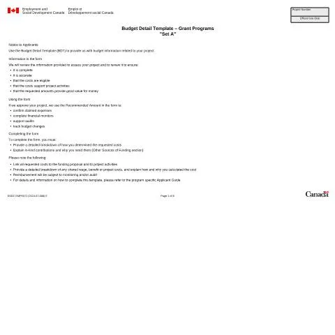 Document preview: Navigating the Budget Detail Template EMP5572 for Grant Success — Work & employment (CERFA n°EMP5572)