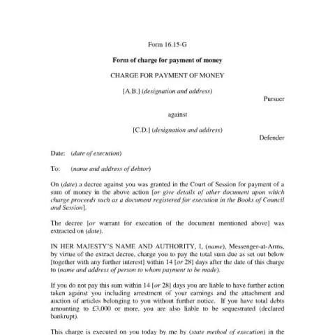 Document preview: Understanding the Scottish Form 1615-G for Money Recovery — Legal & justice (1615-G)