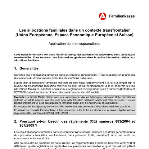 Dokumentvorschau: Wichtige Informationen zu Kindergeld für internationale Familien — Familie (CERFA n°kg52eu-f_ba031655)