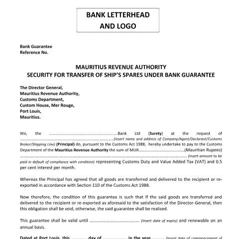 Document preview: Understanding Bank Guarantees for Maritime Spare Parts — Government & admin (CERFA n°BankGuaranteeShipSpares)