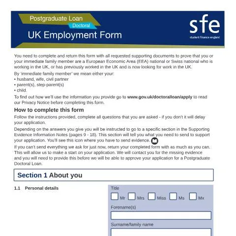Document preview: Mastering the 2019 to 2020 Postgraduate Doctoral Employment Form — Work & employment