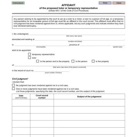 Document preview: Understanding the Affidavit for Court Appointment in Québec — Legal & justice