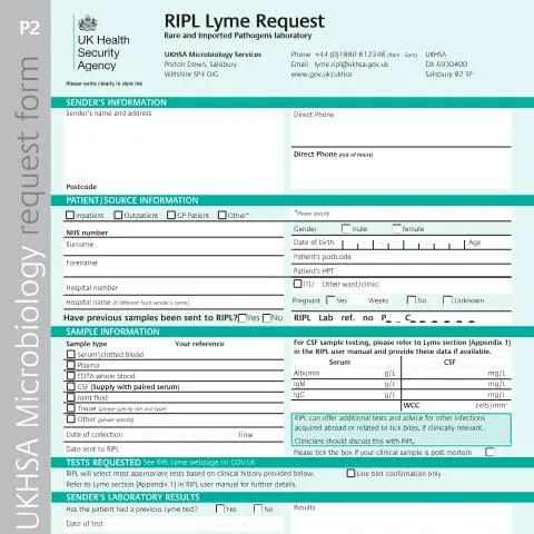 Document preview: UK Health Security Agency RIPL Lyme Disease Testing Gateway — Health