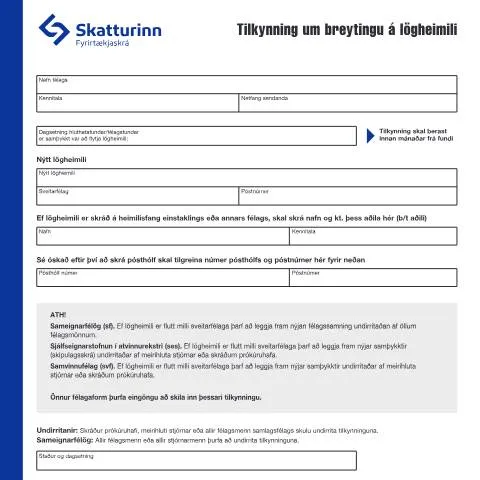 Document preview: Breyting á lögheimili fyrirtækja: Nauðsynlegar upplýsingar — Stjórnsýsla (CERFA n°RSK 17.40)