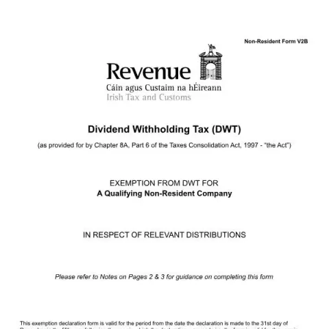 Document preview: Guide to Completing Non-Resident Form V2B — Taxes (Form V2B)