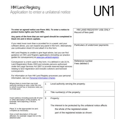 Document preview: How to Apply for Unilateral Notice Protection Using Form UN1 — Government & admin