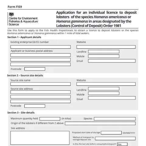 Document preview: Understanding Form FIS9 for Lobster Management — Government & admin