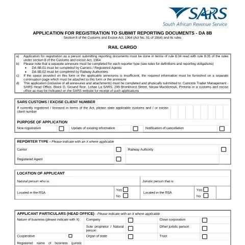 Document preview: Understanding the DA 8B Application for Rail Cargo — Government & admin (CERFA n°DA 8B)