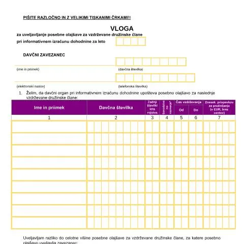 Document preview: Kako uveljaviti posebne olajšave za vzdrževane družinske člane? — Davki & obdavčitev (CERFA n°Doh-Vdc)