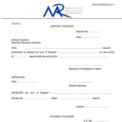 Document preview: Essential Insights on the Deposit Voucher Form in Mauritius — Government & admin (DepositVoucherFormOriginalnDuplicate))