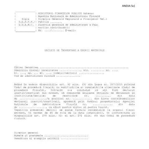 Document preview: Importanța Deciziei de Îndreptare a Erorii Materiale în România — Impozite & fiscalitate (CERFA n°A5c_3846_2015)