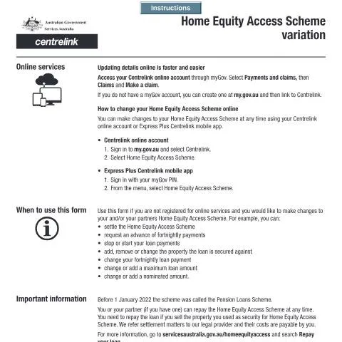 Document preview: Navigating the Home Equity Access Scheme Variation — Benefits & social aid (CERFA n°SA497)