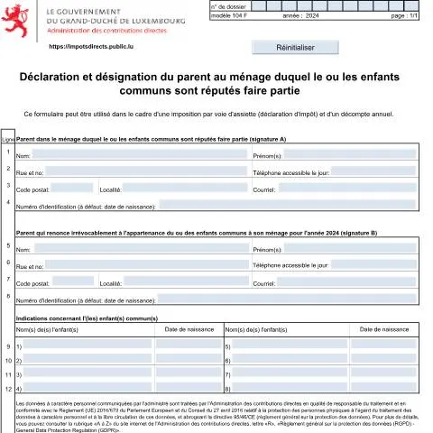 Aperçu du document Comprendre le rôle du formulaire 104 F dans les familles — État civil & identité (CERFA n°104 F)