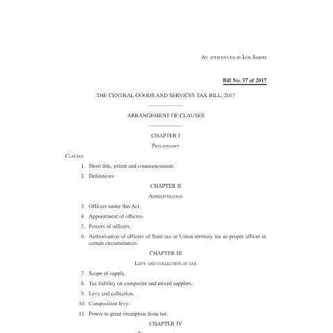 Document preview: The Significance of the CGST Bill e in India's GST System — Taxes (CERFA n°CGST-bill-e)