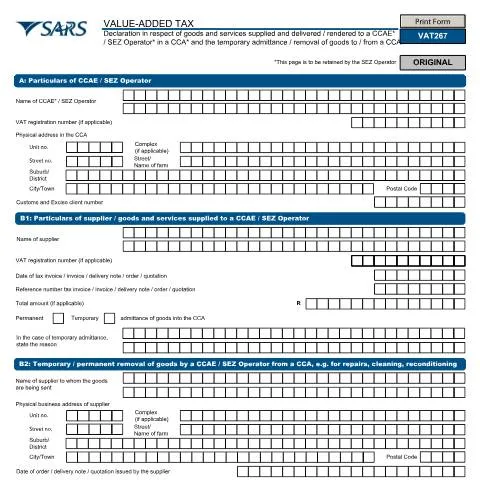 Document preview: Understanding the VAT267 Declaration for SEZ and CCA Compliance — Taxes (CERFA n°VAT267)