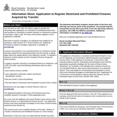 Document preview: Guide to Registering Restricted and Prohibited Firearms in Canada — Legal & justice (5492e)