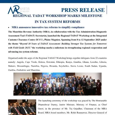 Document preview: Mauritius Tax System Reforms: Key Milestones Unveiled — Taxes (PressRelease110925)