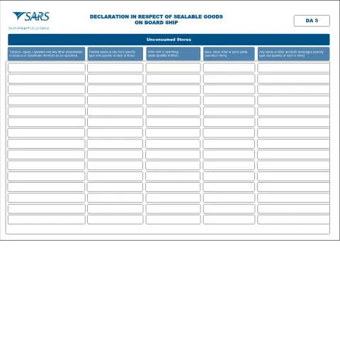 Document preview: Navigating the DA 5 Form for Sealable Goods in South Africa — Government & admin (CERFA n°DA 5)