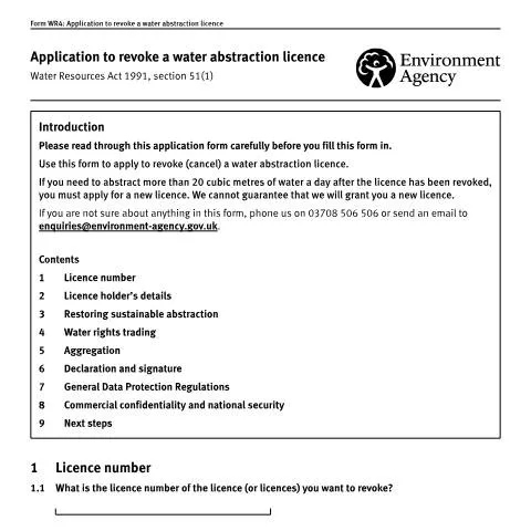 Document preview: How to Cancel Your Water Abstraction Licence in England — Environment & energy