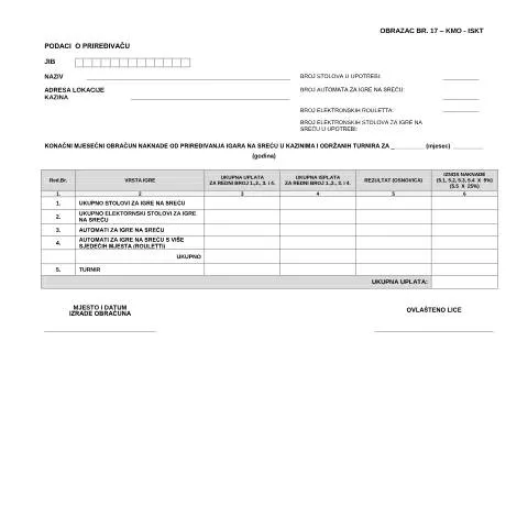 Document preview: Važnost Konačnog Mjesečnog Obračuna KMO-ISKT — Administrativne procedure (CERFA n°KMO-ISKT)