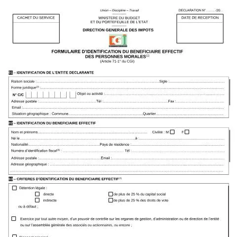 Aperçu du document Le rôle clé du Formulaire d'Identification des Bénéficiaires Effectifs — Impôts & fiscalité