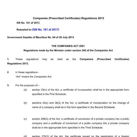 Document preview: The Importance of GN. 181 of 2013 in Mauritius — Government & admin (GN.-181-of-2013)