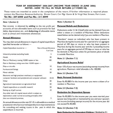 Document preview: The Importance of the Individual Return 1B Form — Taxes (ind1b06notes)
