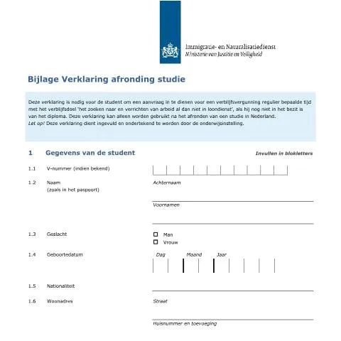 Documentvoorvertoning: Belang van de Bijlage Verklaring afronding studie in Nederland — Immigratie & visa (CERFA n°7107)