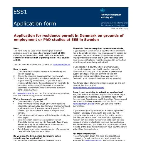 Document preview: Opholdstilladelse i Danmark for ESS-studerende og ansatte — Job & arbejde