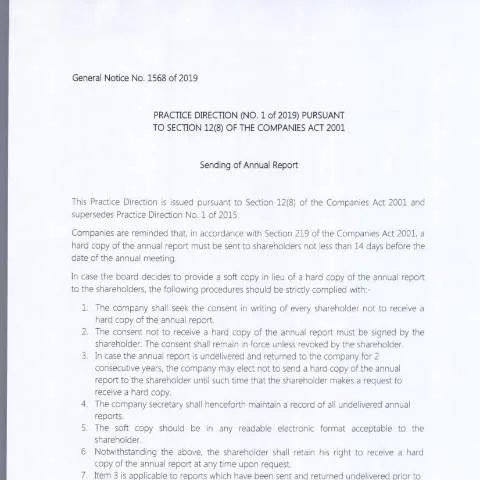 Document preview: Understanding Companies ,  GN 1568 of 2019 in Mauritius — Business (CERFA n°Companies-GN-1568-of-2019)