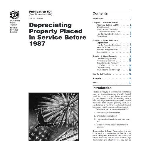 Document preview: Unlocking the Secrets of IRS Publication 534 on Depreciation — Taxes (CERFA n°PUB-534)