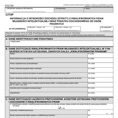 Document preview: Znaczenie formularza CIT/IP w zarządzaniu własnością intelektualną — Podatki i fiskalność (CERFA n°CIT/IP)