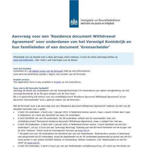Documentvoorvertoning: Informatie over het Residence Document voor Britse onderdanen — Immigratie & visa (CERFA n°6030)
