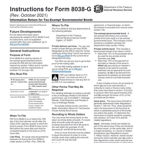Document preview: Navigating IRS Form 8038-G for Governmental Bonds — Taxes (CERFA n°INST-8038G)