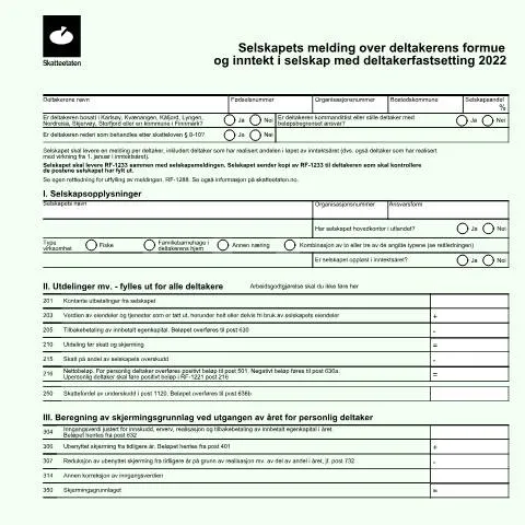 Document preview: Forstå RF-1233: Partnerskapets inntekt og formue — Skatt & avgifter (CERFA n°RF-1233)