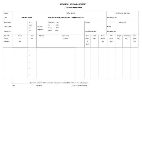 Document preview: A Comprehensive Guide to Form No. 33 for Importers — Government & admin (Form33ImportsfromAgalegaRodriguesStBrandon)
