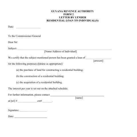 Document preview: Guide to MIR Letter by Lender Form 2 in Guyana — Banking & finance