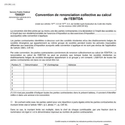Aperçu du document Optimisez votre fiscalité avec la convention de renonciation EBITDA — Impôts & fiscalité (CERFA n°121-275-crc)