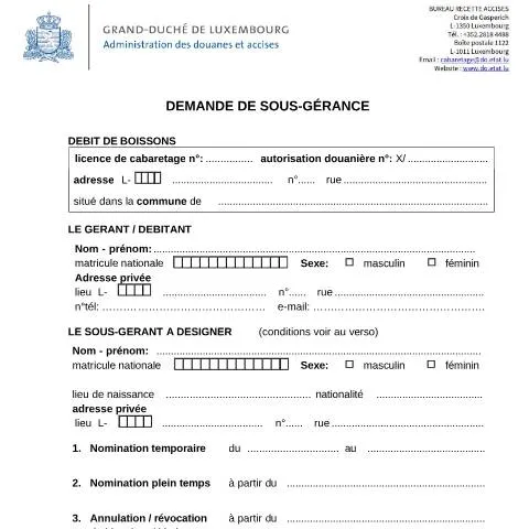 Aperçu du document Comprendre la sous-gérance dans le secteur Horeca au Luxembourg — Démarches administratives (CERFA n°sous-gerance)